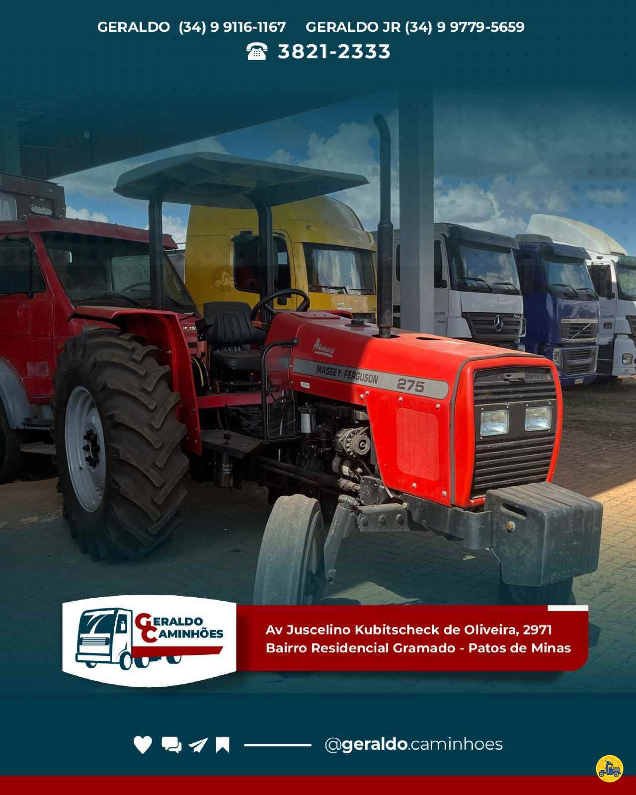 TRATOR MASSEY FERGUSON MF 275 Tração 4x2 Geraldo Caminhões PATOS DE MINAS MINAS GERAIS MG